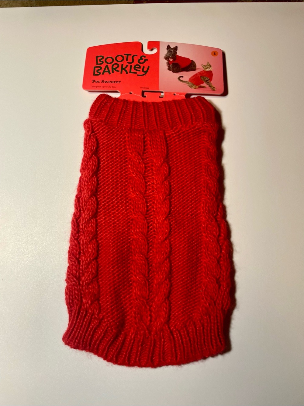 Boots & Barkley Red Cable Knit Pet Sweater Small Size NWT See Size Chart 20 LBS